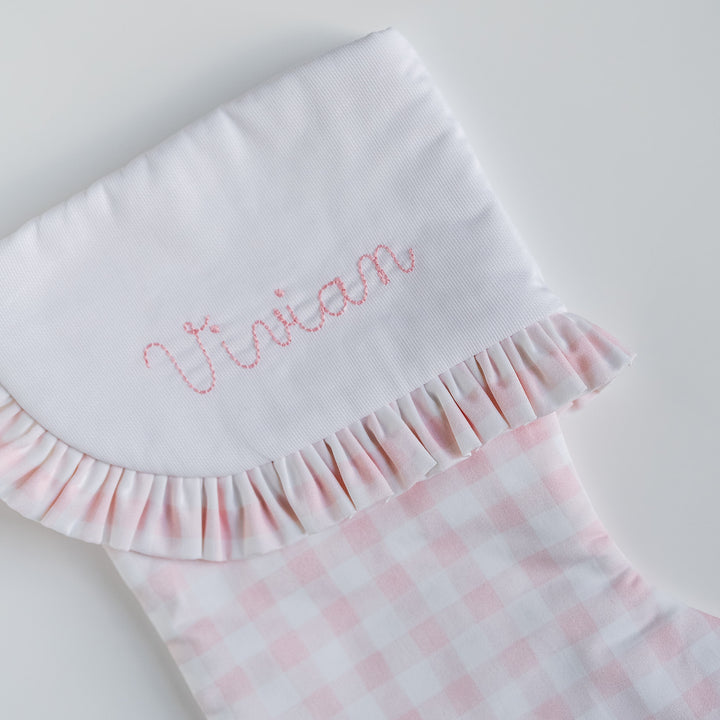Little Pink Check Heirloom Christmas Stocking