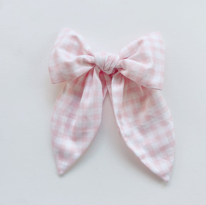 Little Pink Check Easter Basket Bow