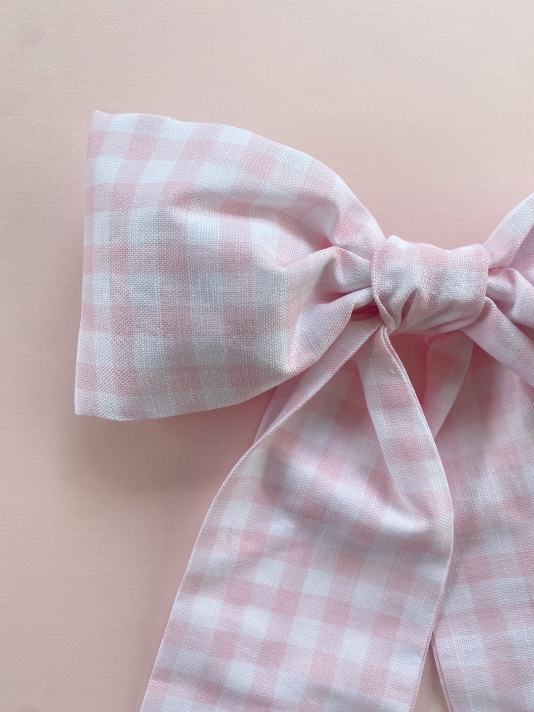 Little Pink Check Linen Bow Topper