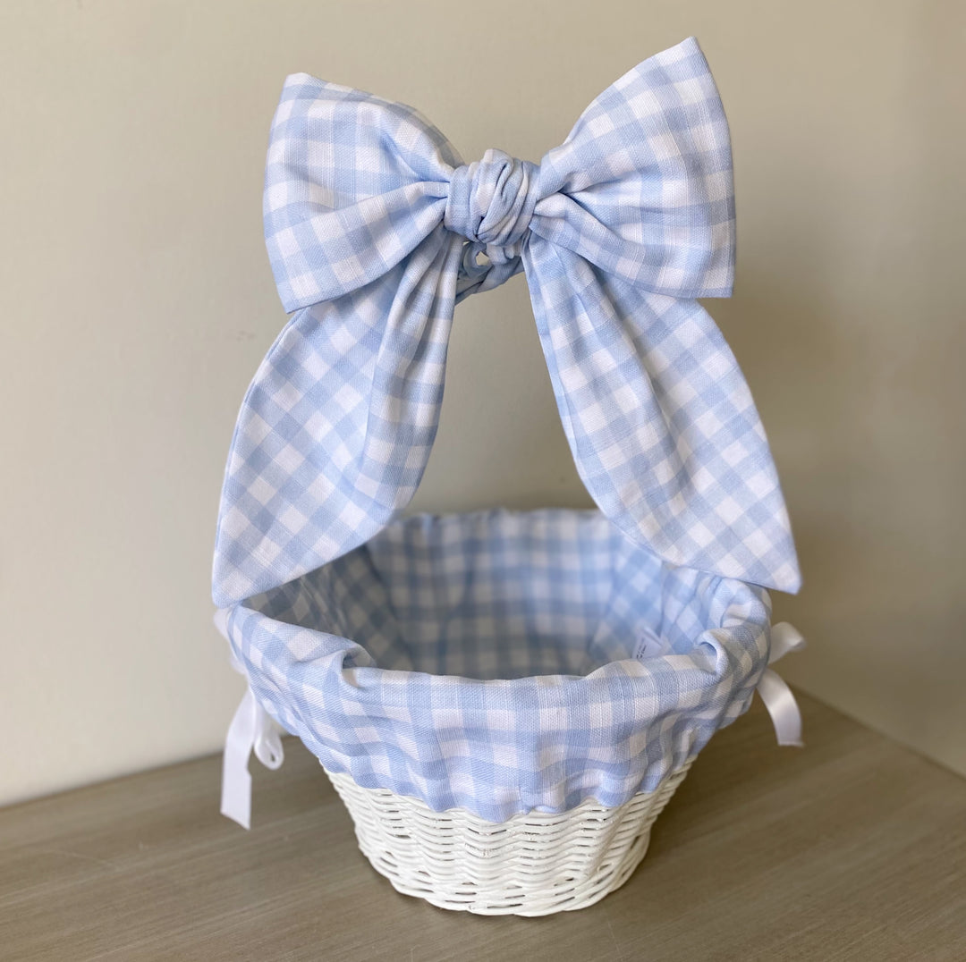 Little Blue Check Easter Basket Bow