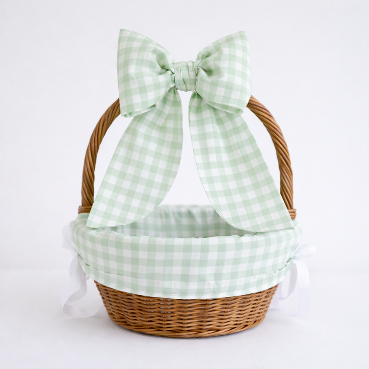Little Green Check Liner + Bow Set (for Ballard Basket)