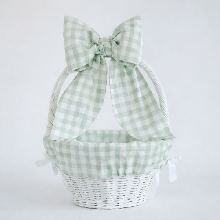 Little Green Check Liner + Bow Set (for Pottery Barn Sabrina Basket)