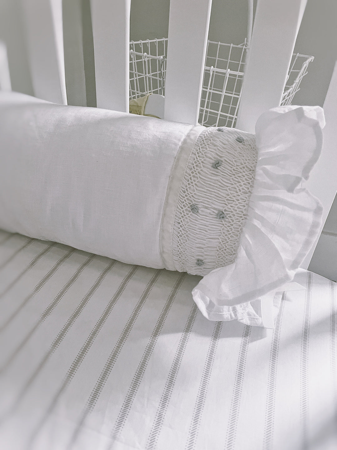 English Smocked Heirloom Bolster | Accent Pillow