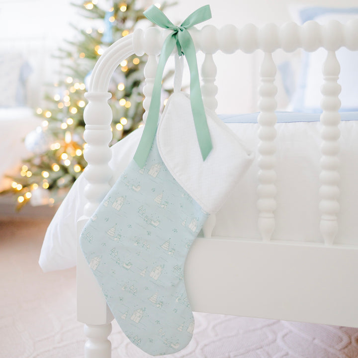 Blue Christmas Village Stocking