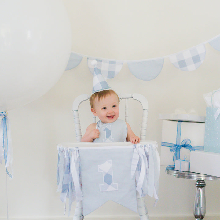 Blue Check Petite First Birthday Set