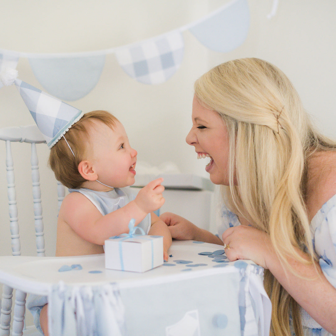 Blue Check Petite First Birthday Set