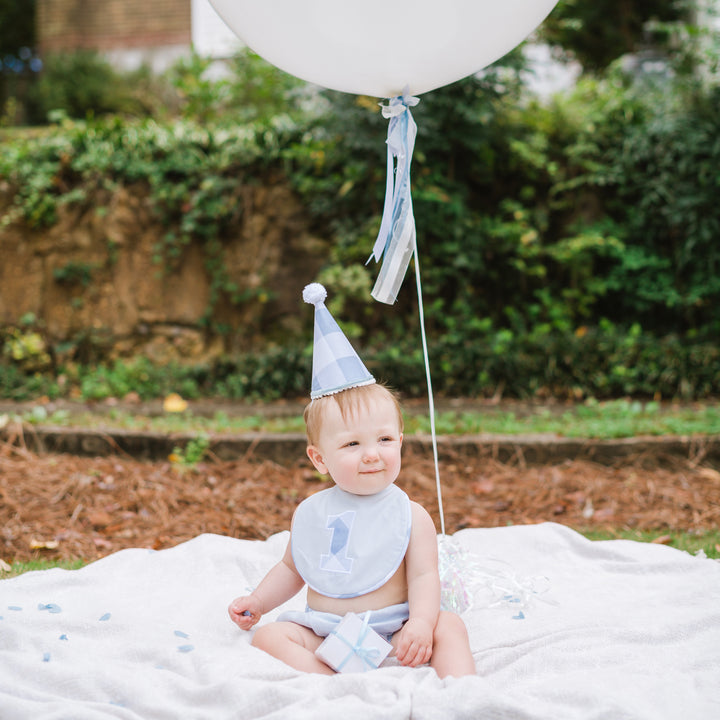 Blue Check Petite First Birthday Set