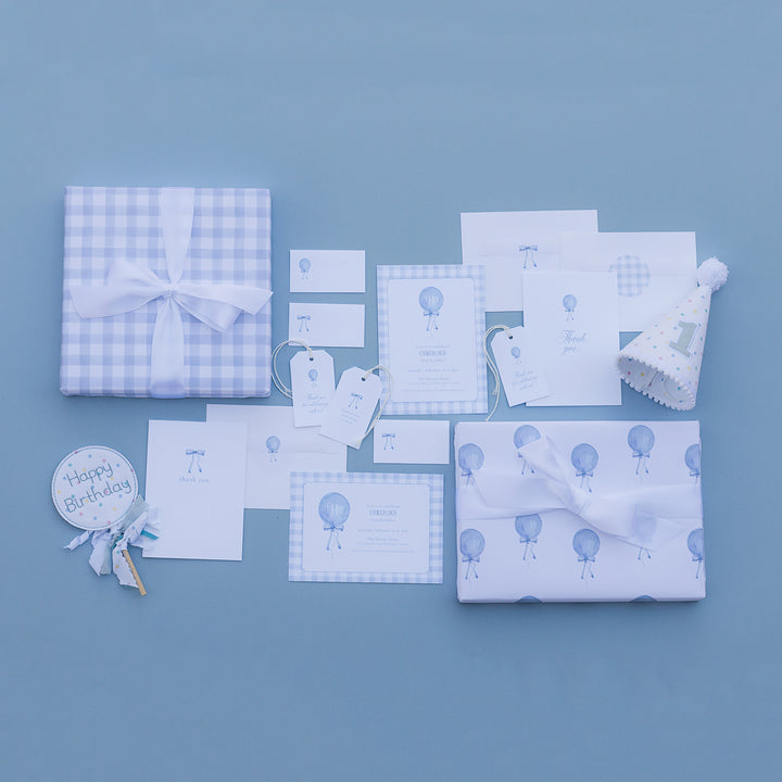 Little Blue Check Wrapping Paper Sheets (set of 3 sheets)