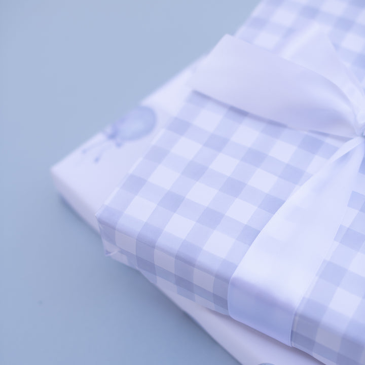 Little Blue Check Wrapping Paper Sheets (set of 3 sheets)