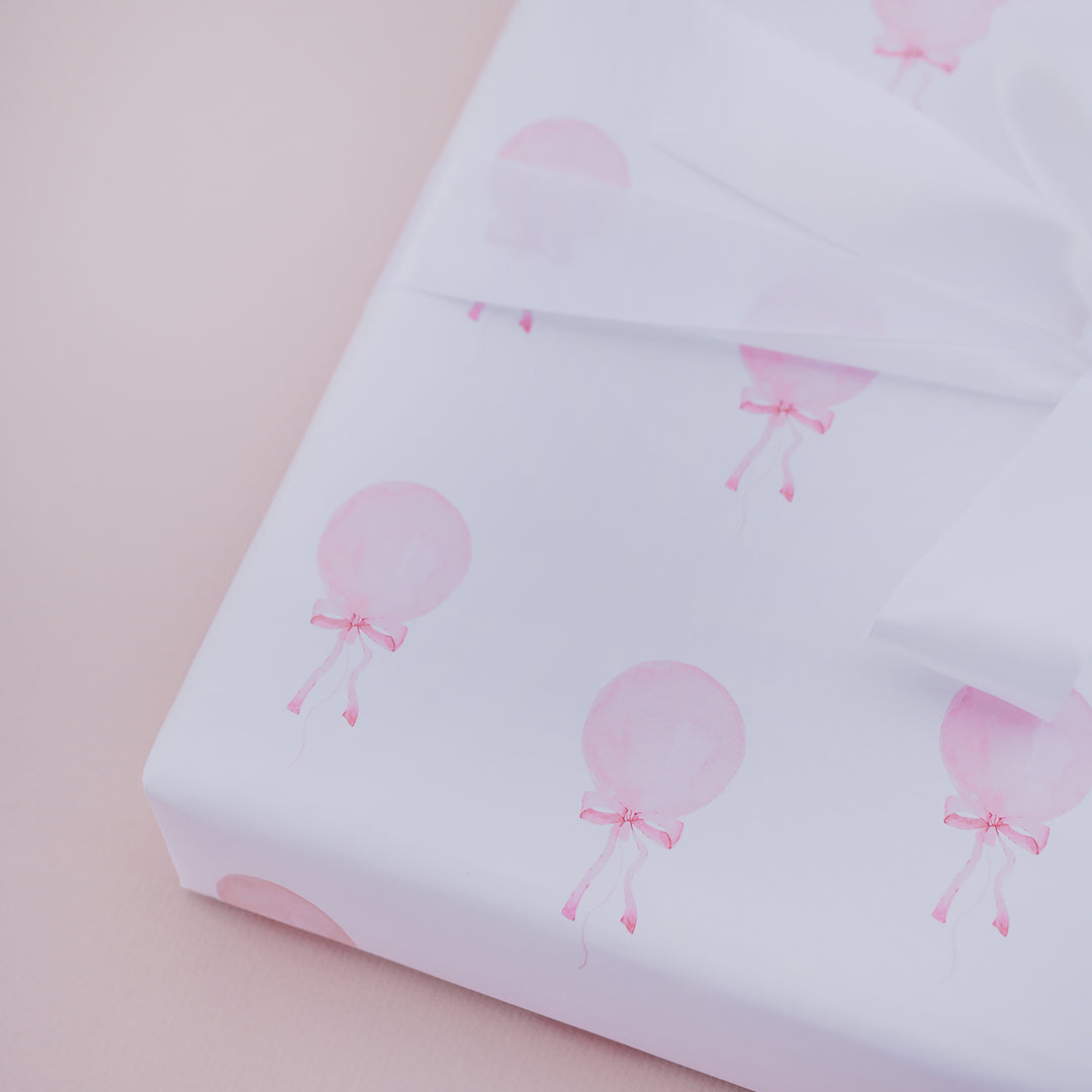 Pink Balloon Wrapping Paper Sheets (set of 3 sheets)