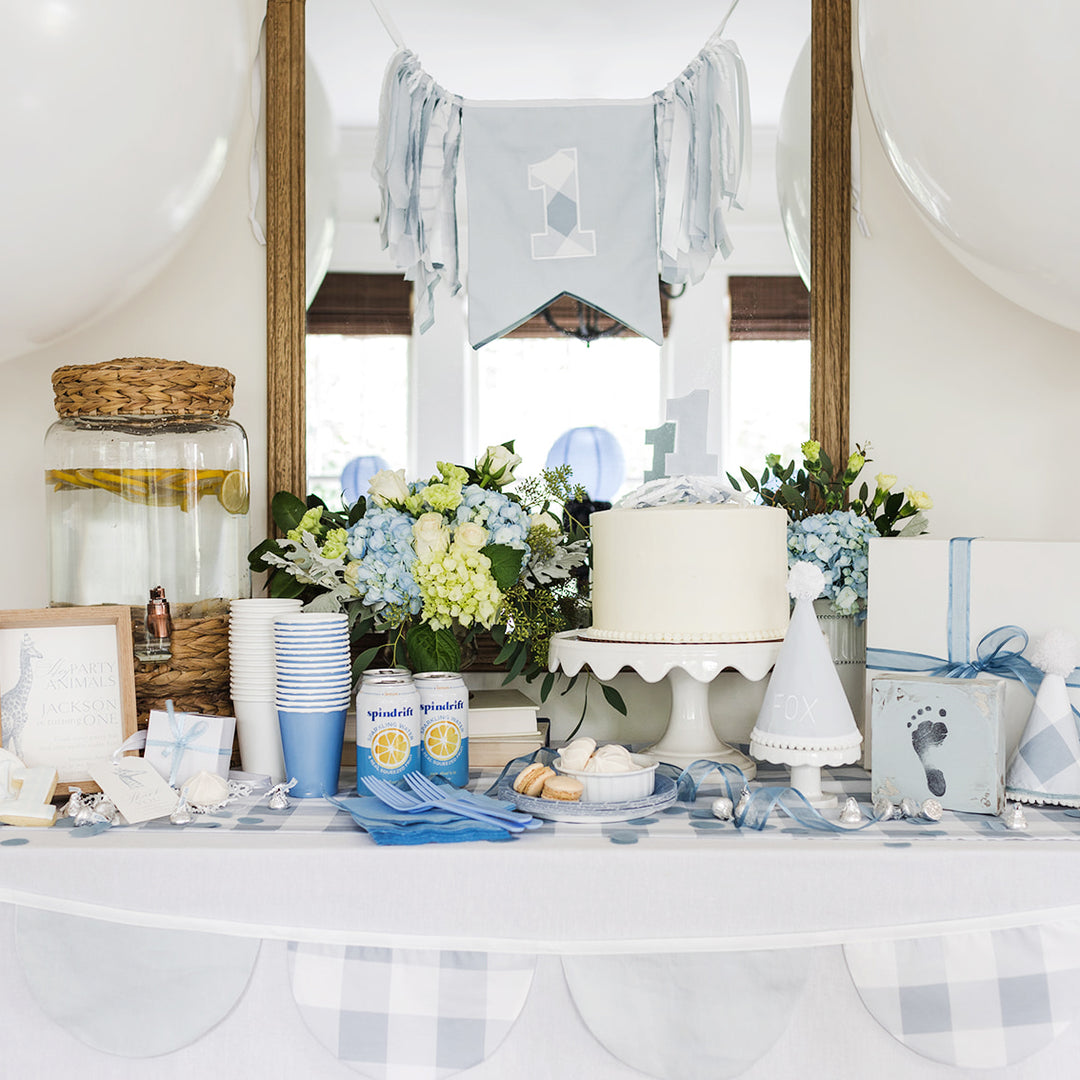 Blue Check Petite First Birthday Set