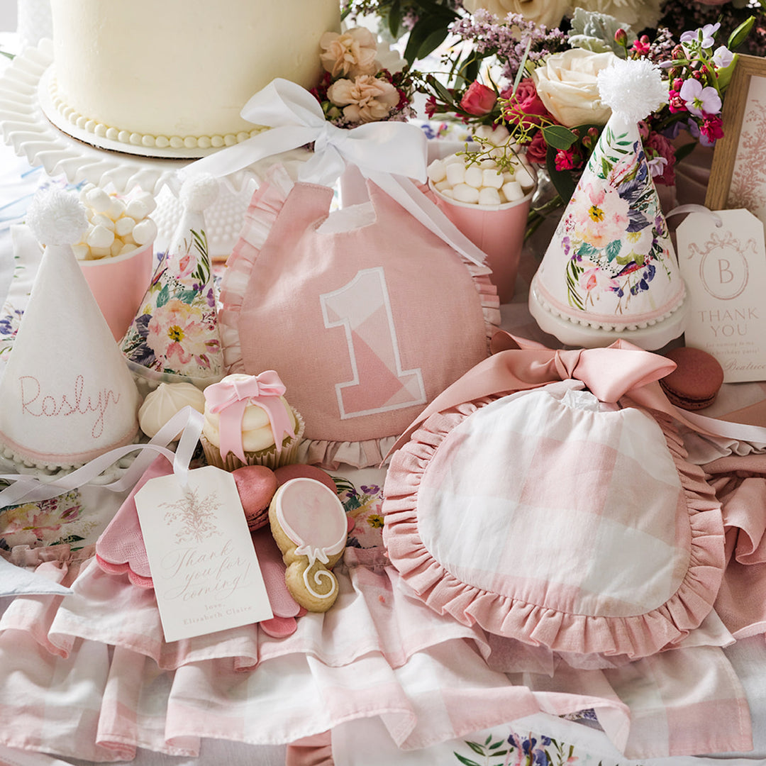 Pink Check Petite First Birthday Set