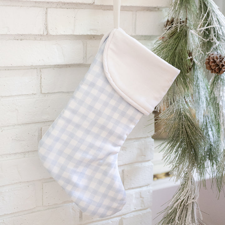 Little Blue Check Linen Stocking